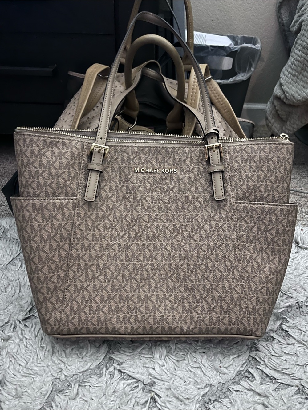 Michael Kors Taupe Signature MK Tote